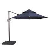Nuti Blue 10 Ft Round Umbrella w/ LED Light + 37" Large Base from Furniture of America - Luna Furniture