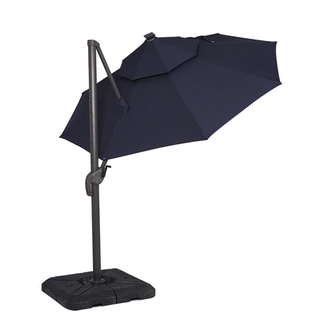 Nuti Blue 10' Round Umbrella with LED Lights and 37" Base from Furniture of America - Luna Furniture