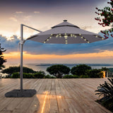 Nuti Gray 10 Ft Round Umbrella w/ LED Light + 37" Large Base from Furniture of America - Luna Furniture