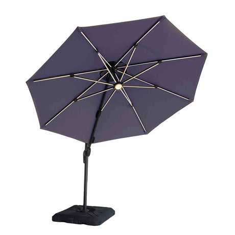 Fera Blue 10' Round Umbrella with LED Bulb and 37" Base from Furniture of America - Luna Furniture