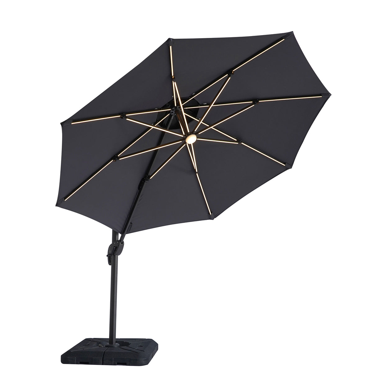 Fera Gray 10 Ft Round Umbrella w/ LED Bulb + 37" Large Base from Furniture of America - Luna Furniture