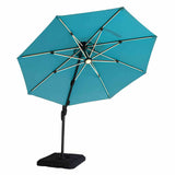 Fera Teal 10 Ft Round Umbrella w/ LED Bulb + 37" Large Base from Furniture of America - Luna Furniture