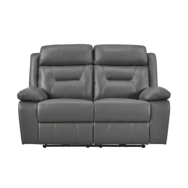 Laconia Dark Gray Leather Power Double Reclining Loveseat