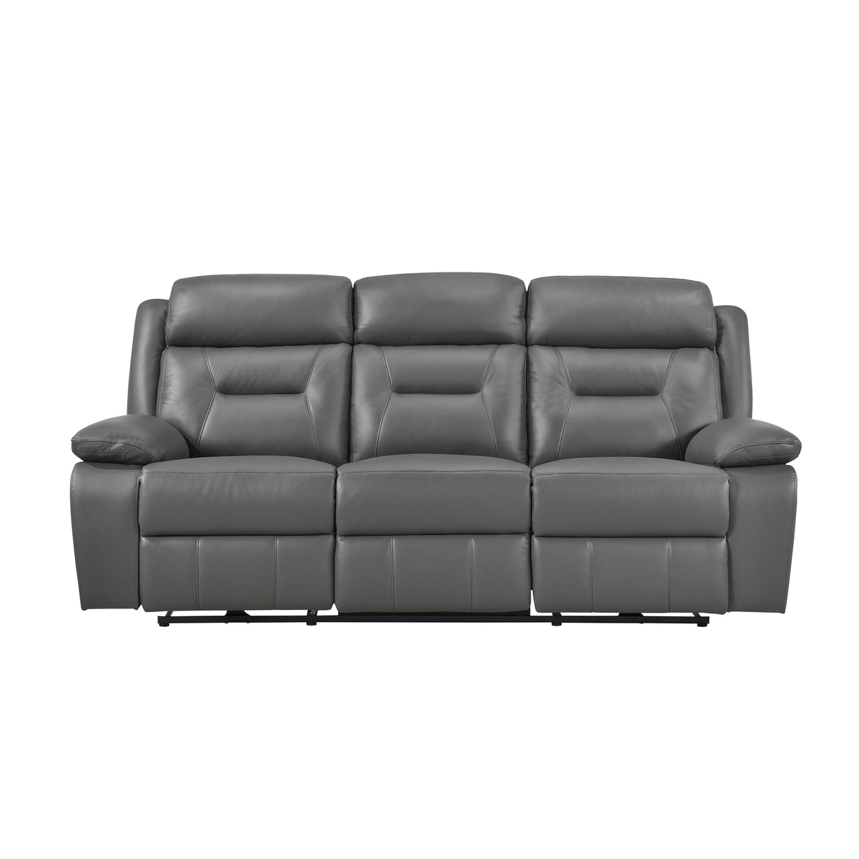 Laconia Dark Gray Leather Power Double Reclining Sofa from Homelegance - Luna Furniture