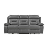 Laconia Dark Gray Leather Power Double Reclining Sofa from Homelegance - Luna Furniture