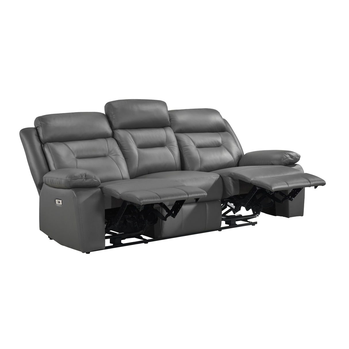 Laconia Dark Gray Leather Power Double Reclining Sofa from Homelegance - Luna Furniture