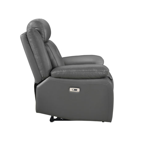 Laconia Dark Gray Leather Power Reclining Chair from Homelegance - Luna Furniture