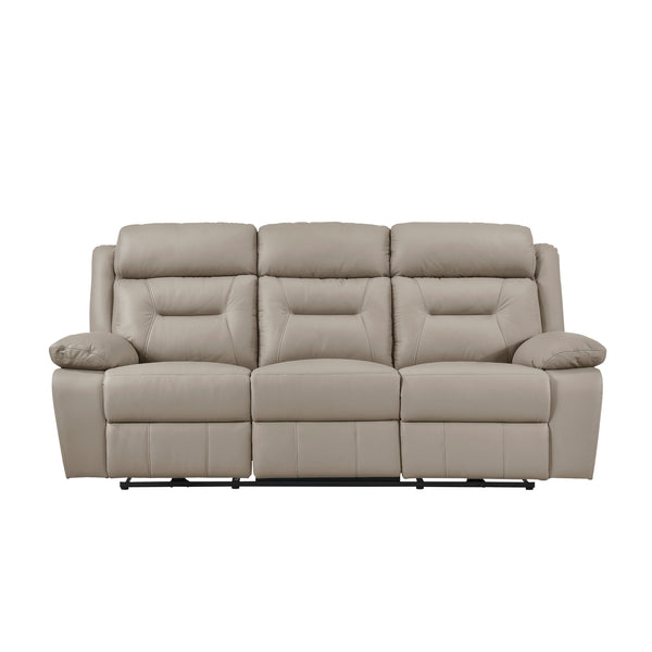 Laconia Latte Leather Power Double Reclining Sofa