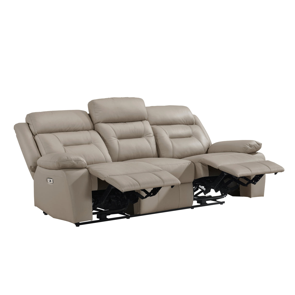 Laconia Latte Leather Power Double Reclining Sofa from Homelegance - Luna Furniture