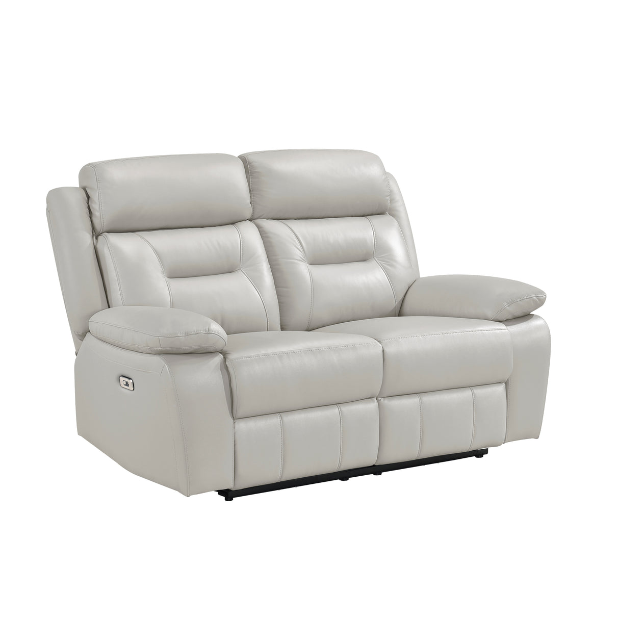 Laconia Silver Leather Power Double Reclining Loveseat from Homelegance - Luna Furniture