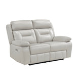 Laconia Silver Leather Power Double Reclining Loveseat from Homelegance - Luna Furniture