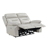 Laconia Silver Leather Power Double Reclining Loveseat from Homelegance - Luna Furniture