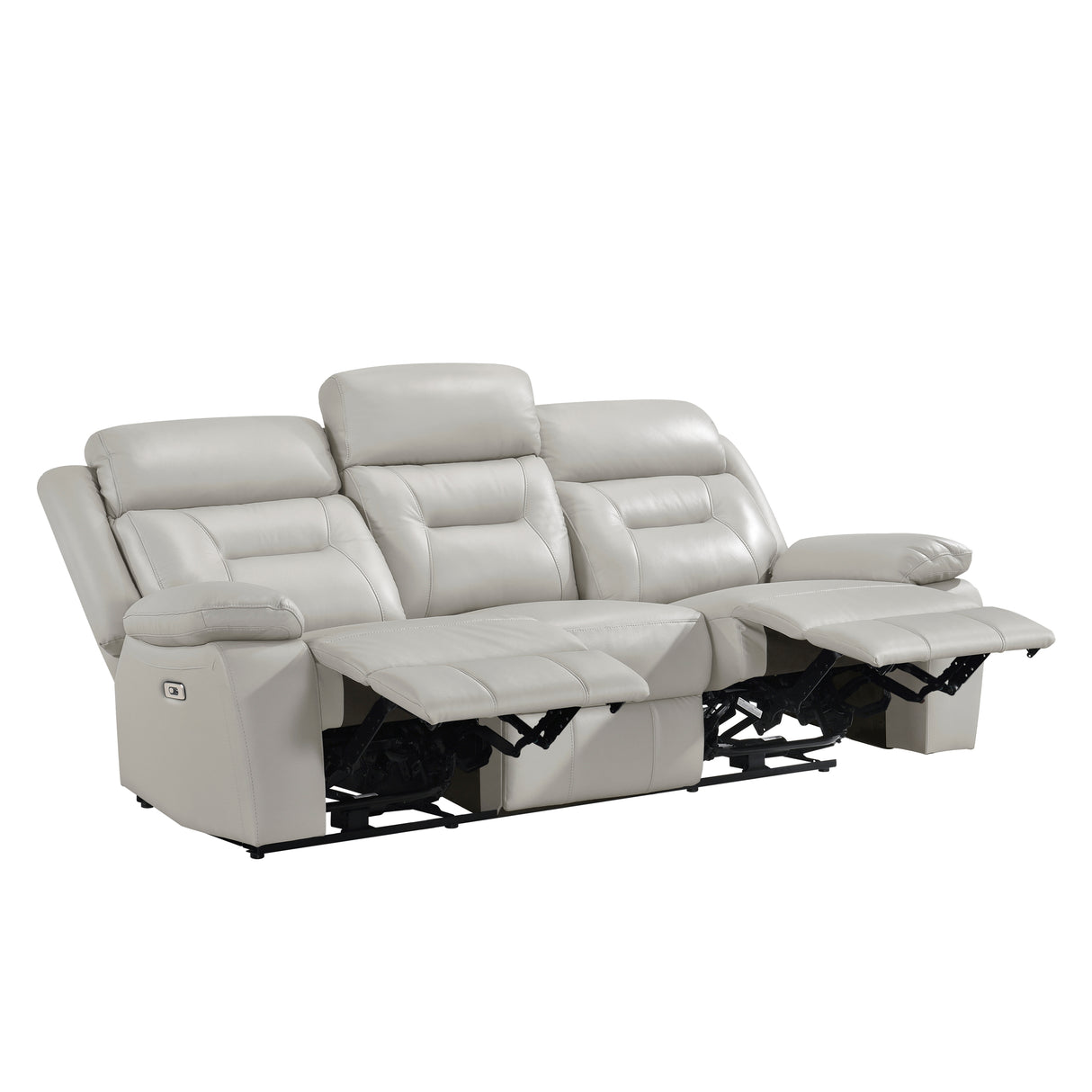 Laconia Silver Leather Power Double Reclining Sofa from Homelegance - Luna Furniture