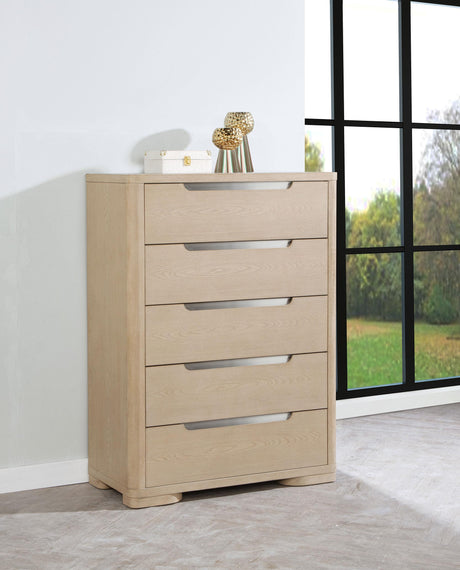 Ladera Light Elm 5-Drawer Bedroom Chest from Coaster - Luna Furniture