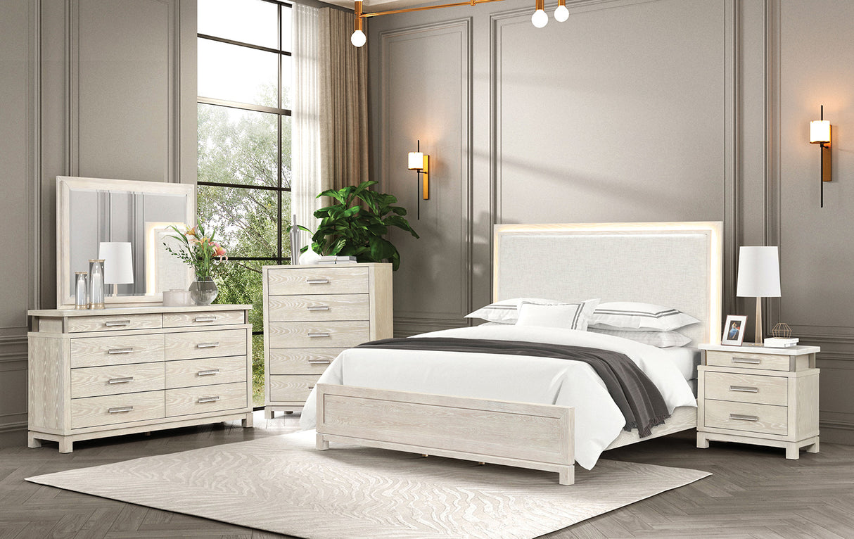 Lafayette Weathered Gray LED King Panel Bed from Furniture of America - Luna Furniture