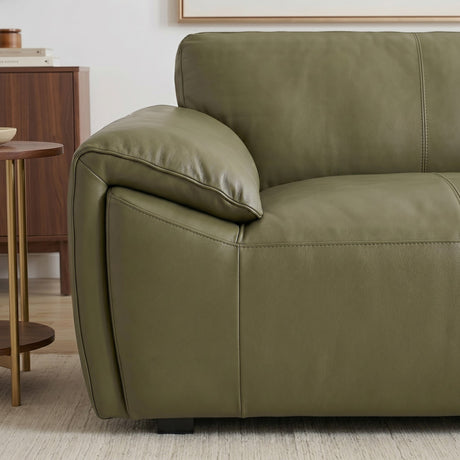 Laffey Olive Green Top Grain Leather Sofa from Ashcroft Furniture - Luna Furniture