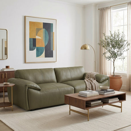Laffey Olive Green Top Grain Leather Sofa from Ashcroft Furniture - Luna Furniture