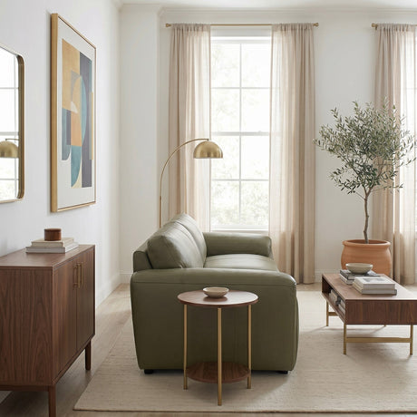 Laffey Olive Green Top Grain Leather Sofa from Ashcroft Furniture - Luna Furniture