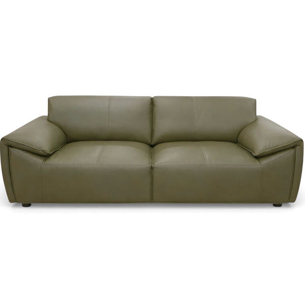 Laffey Olive Green Top Grain Leather Sofa
