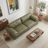 Laffey Olive Green Top Grain Leather Sofa