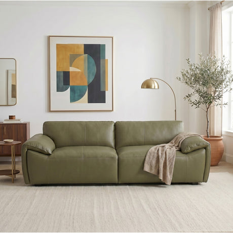 Laffey Olive Green Top Grain Leather Sofa from Ashcroft Furniture - Luna Furniture