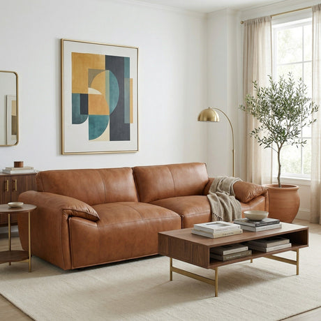 Laffey Tan Top Grain Leather Sofa from Ashcroft Furniture - Luna Furniture