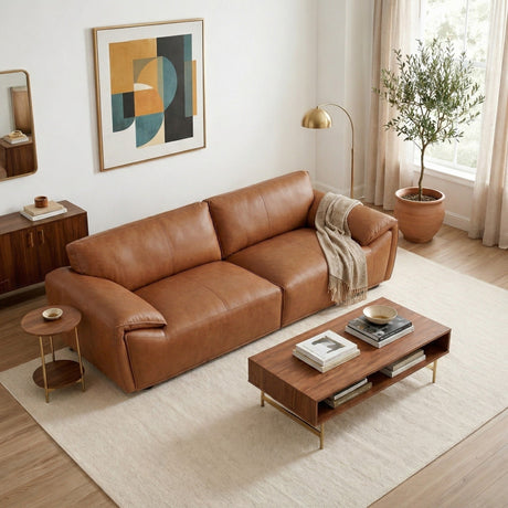 Laffey Tan Top Grain Leather Sofa from Ashcroft Furniture - Luna Furniture