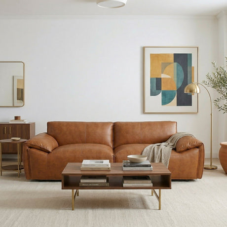 Laffey Tan Top Grain Leather Sofa from Ashcroft Furniture - Luna Furniture