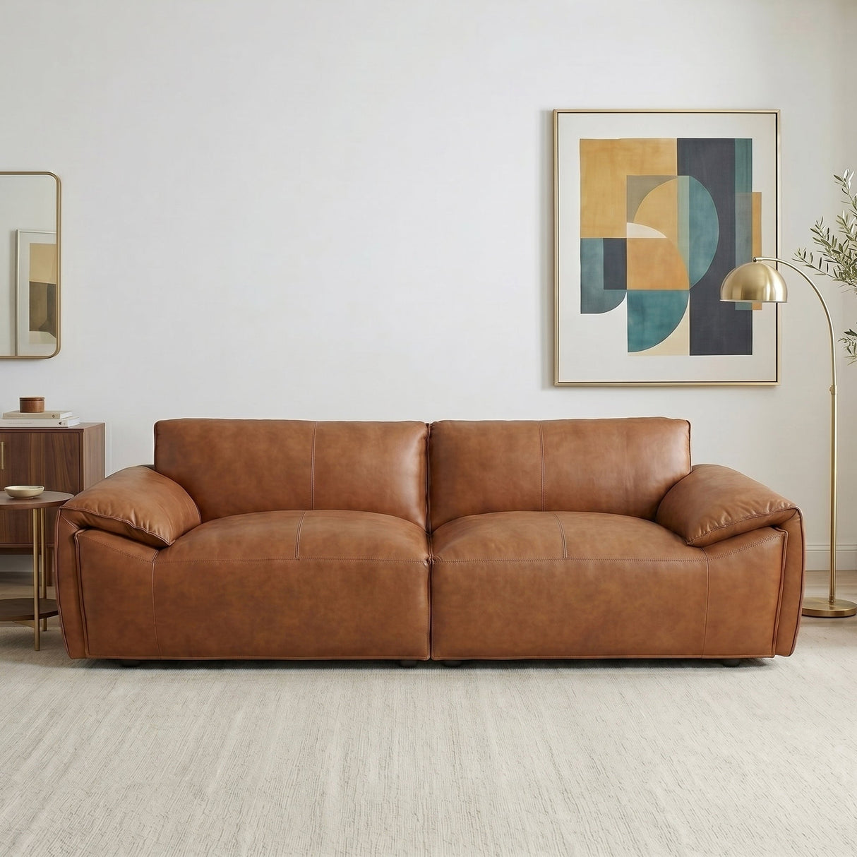 Laffey Tan Top Grain Leather Sofa