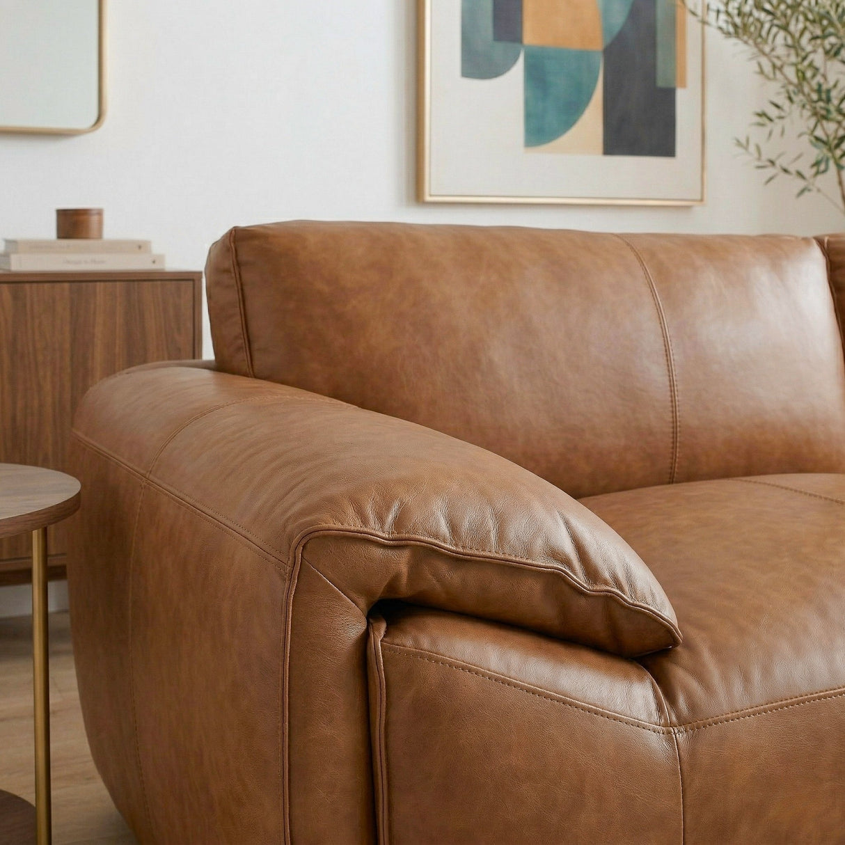 Laffey Tan Top Grain Leather Sofa