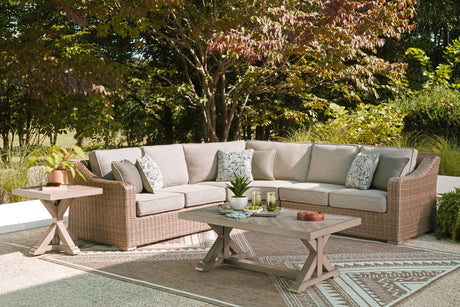 Laguna Heights Beige 3-Piece Outdoor Sectional from Ashley - Luna Furniture