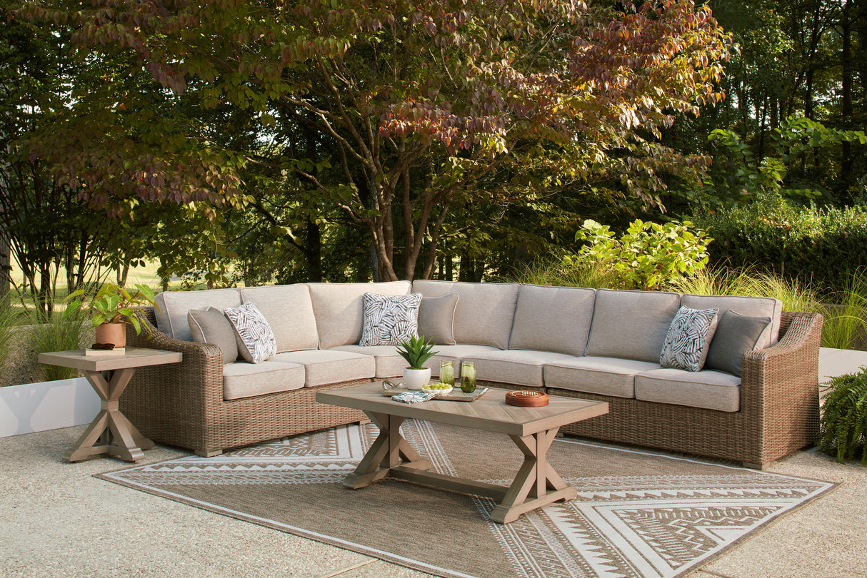 Laguna Heights Beige 4-Piece Outdoor Sectional from Ashley Furniture - Luna Furniture
