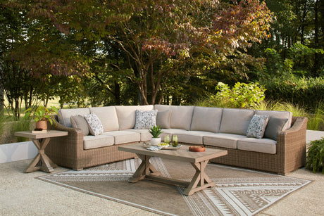 Laguna Heights Beige 4-Piece Outdoor Sectional from Ashley - Luna Furniture