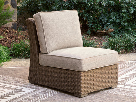 Laguna Heights Beige Outdoor Armless Chair with Cushion from Ashley - Luna Furniture
