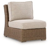 Laguna Heights Beige Outdoor Armless Chair with Cushion from Ashley Furniture - Luna Furniture