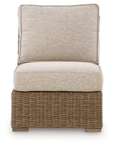 Laguna Heights Beige Outdoor Armless Chair with Cushion from Ashley Furniture - Luna Furniture