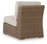 Laguna Heights Beige Outdoor Armless Chair with Cushion from Ashley Furniture - Luna Furniture