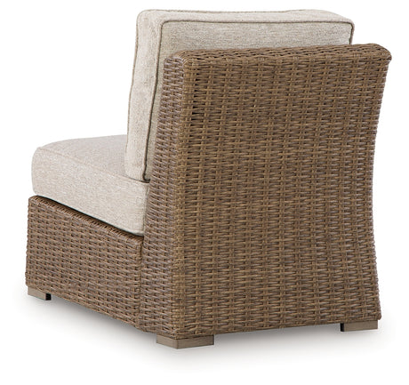 Laguna Heights Beige Outdoor Armless Chair with Cushion from Ashley - Luna Furniture