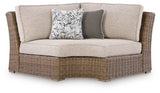 Laguna Heights Beige Outdoor Curved Corner Chair with Cushion from Ashley Furniture - Luna Furniture