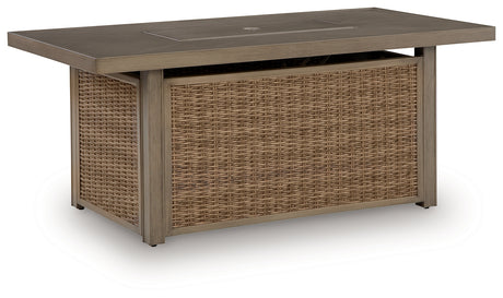 Laguna Heights Beige Outdoor Fire Pit Table from Ashley - Luna Furniture