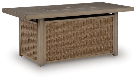 Laguna Heights Beige Outdoor Fire Pit Table from Ashley - Luna Furniture