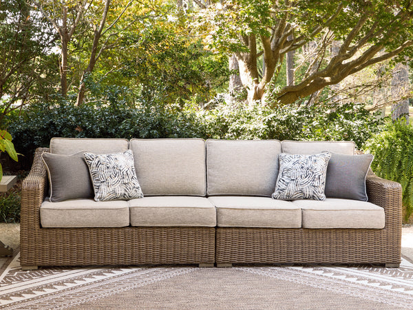Laguna Heights Beige Outdoor Right and Left-arm Facing Loveseat with Cushion (Set of 2)