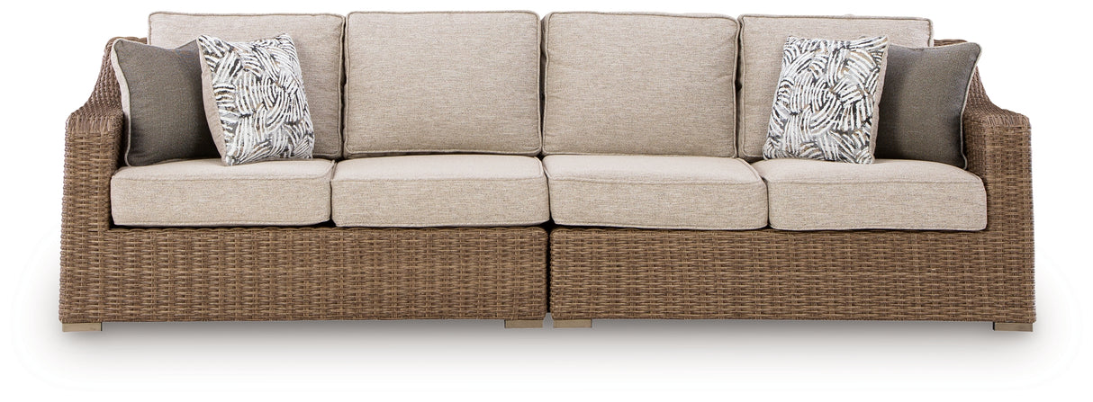 Laguna Heights Beige Outdoor Right and Left-arm Facing Loveseat with Cushion (Set of 2) from Ashley Furniture - Luna Furniture