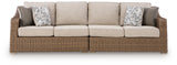 Laguna Heights Beige Outdoor Right and Left-arm Facing Loveseat with Cushion (Set of 2) from Ashley Furniture - Luna Furniture