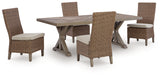 Laguna Heights Outdoor Dining Table and 4 Chairs in Beige from Ashley - Luna Furniture