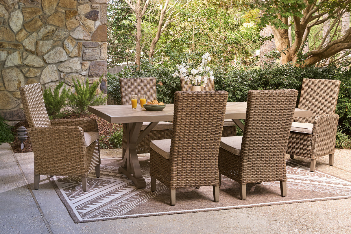 Laguna Heights Outdoor Dining Table and 6 Chairs in Beige from Ashley Furniture - Luna Furniture