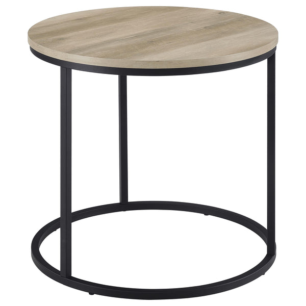 Lainey Distressed Pine Round Occasional Side End Table