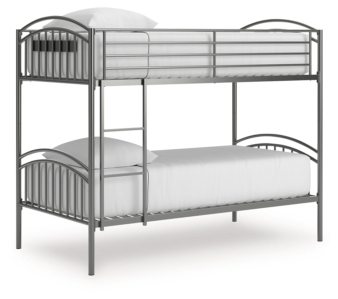 Lanceburg Gray Twin over Twin Bunk Bed and 2 Mattresses from Ashley Furniture - Luna Furniture
