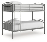 Lanceburg Gray Twin over Twin Bunk Bed and 2 Mattresses from Ashley Furniture - Luna Furniture