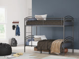 Lanceburg Gray Twin over Twin Bunk Bed and 2 Mattresses from Ashley Furniture - Luna Furniture